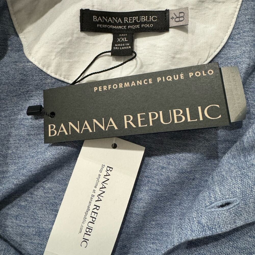 NWT Banana Republic Light Blue Performance Pique Polo Chest Pocket Size XXL TALL - Picture 6 of 9